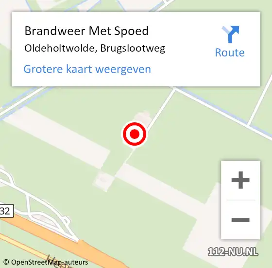 Locatie op kaart van de 112 melding: Brandweer Met Spoed Naar Oldeholtwolde, Brugslootweg op 22 augustus 2017 18:55