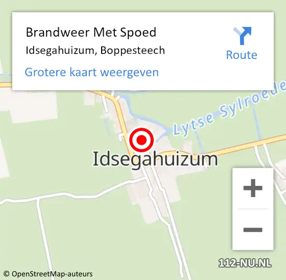 Locatie op kaart van de 112 melding: Brandweer Met Spoed Naar Idsegahuizum, Boppesteech op 22 augustus 2017 19:08