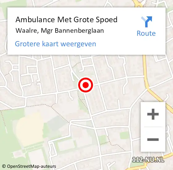 Locatie op kaart van de 112 melding: Ambulance Met Grote Spoed Naar Waalre, Mgr Bannenberglaan op 22 augustus 2017 19:10