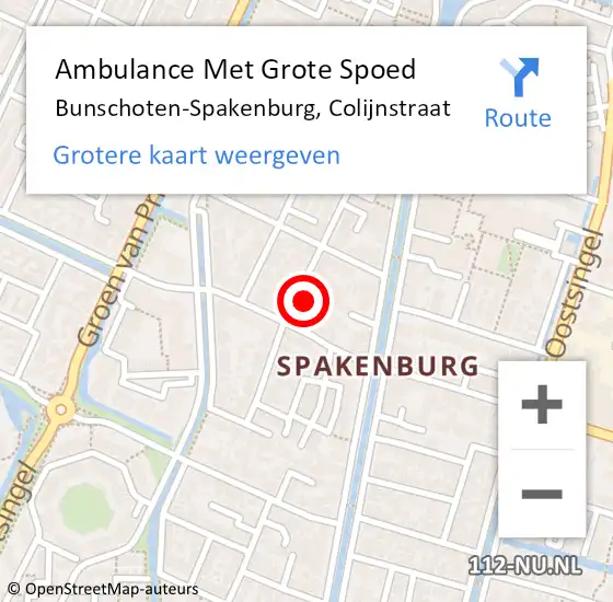 Locatie op kaart van de 112 melding: Ambulance Met Grote Spoed Naar Bunschoten-Spakenburg, Colijnstraat op 22 augustus 2017 19:30