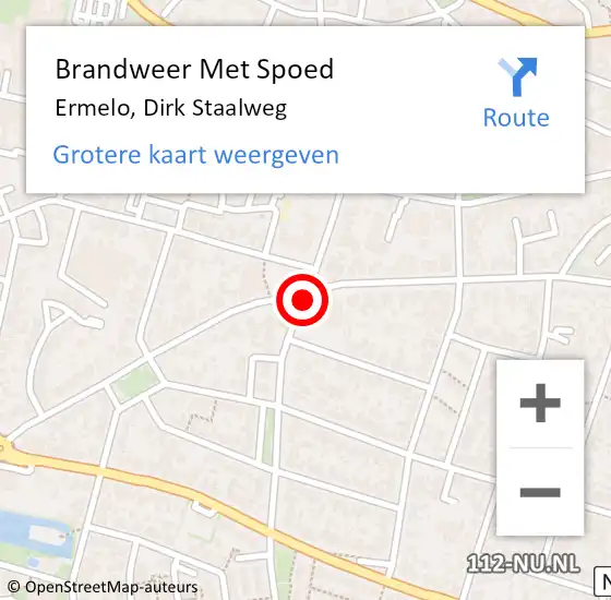 Locatie op kaart van de 112 melding: Brandweer Met Spoed Naar Ermelo, Dirk Staalweg op 22 augustus 2017 19:33