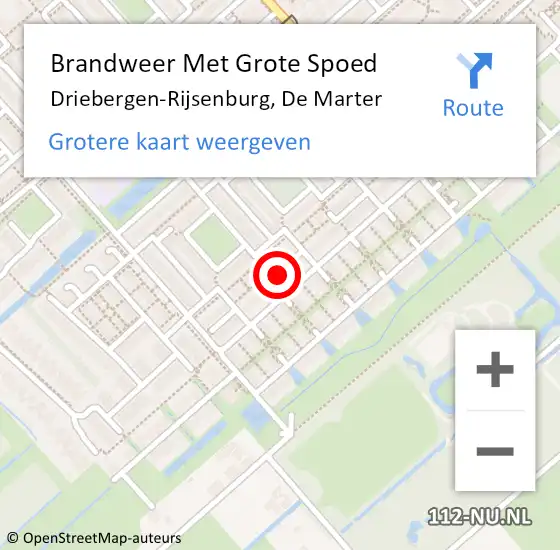 Locatie op kaart van de 112 melding: Brandweer Met Grote Spoed Naar Driebergen-Rijsenburg, De Marter op 22 augustus 2017 20:13