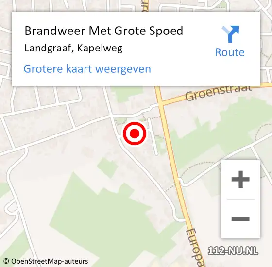 Locatie op kaart van de 112 melding: Brandweer Met Grote Spoed Naar Landgraaf, Kapelweg op 22 augustus 2017 20:57