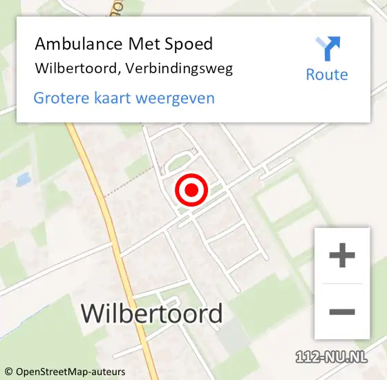 Locatie op kaart van de 112 melding: Ambulance Met Spoed Naar Wilbertoord, Verbindingsweg op 22 augustus 2017 21:17