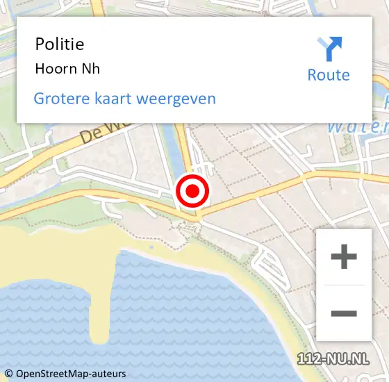 Locatie op kaart van de 112 melding: Politie Hoorn Nh op 22 augustus 2017 21:51