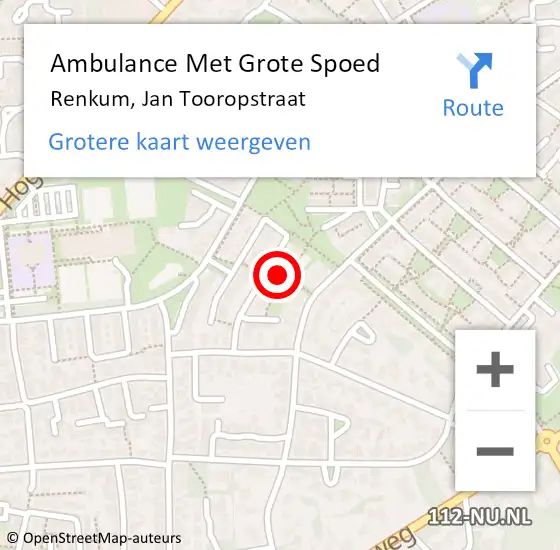 Locatie op kaart van de 112 melding: Ambulance Met Grote Spoed Naar Renkum, Jan Tooropstraat op 22 augustus 2017 22:17