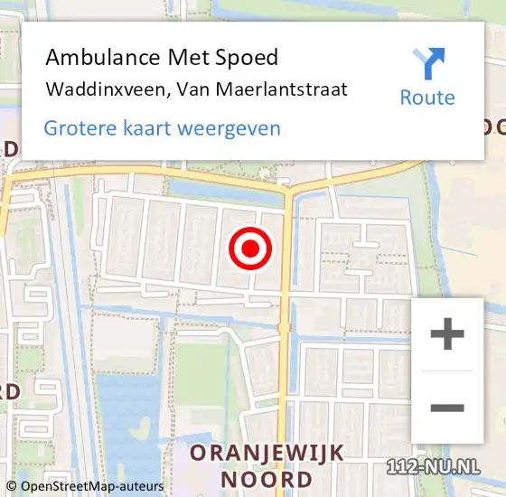 Locatie op kaart van de 112 melding: Ambulance Met Spoed Naar Waddinxveen, Van Maerlantstraat op 22 augustus 2017 22:31