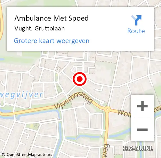 Locatie op kaart van de 112 melding: Ambulance Met Spoed Naar Vught, Gruttolaan op 22 augustus 2017 23:05