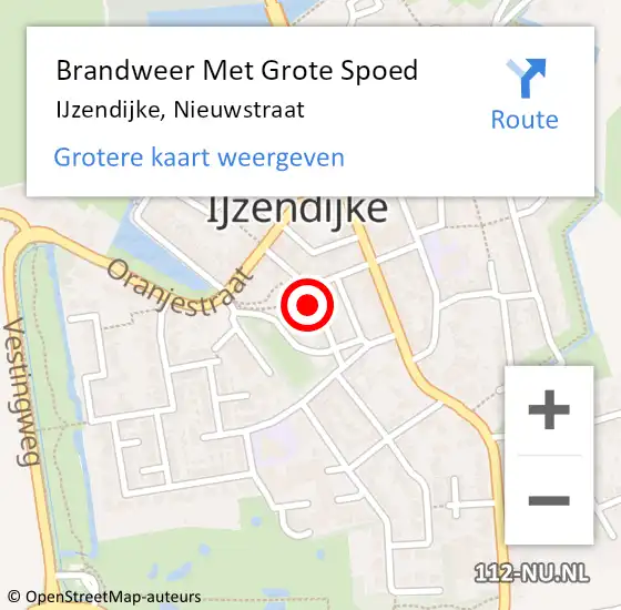 Locatie op kaart van de 112 melding: Brandweer Met Grote Spoed Naar IJzendijke, Nieuwstraat op 22 augustus 2017 23:21
