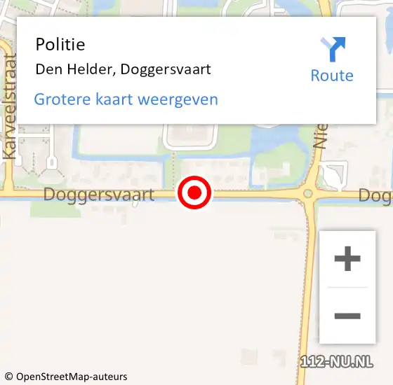 Locatie op kaart van de 112 melding: Politie Den Helder, Doggersvaart op 22 augustus 2017 23:28