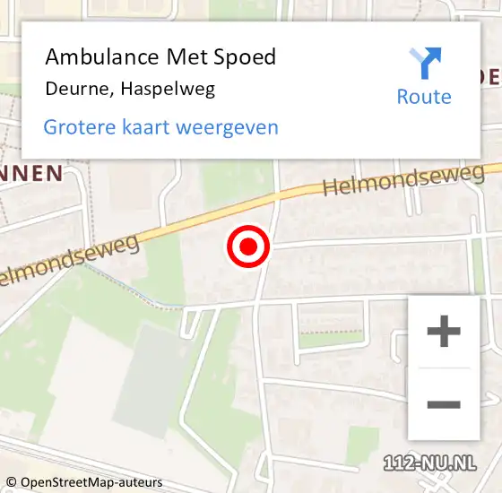 Locatie op kaart van de 112 melding: Ambulance Met Spoed Naar Deurne, Haspelweg op 23 augustus 2017 00:35