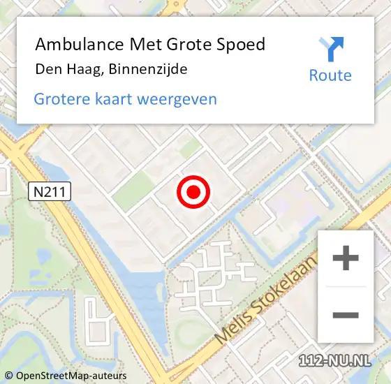 Locatie op kaart van de 112 melding: Ambulance Met Grote Spoed Naar Den Haag, Binnenzijde op 23 augustus 2017 01:34