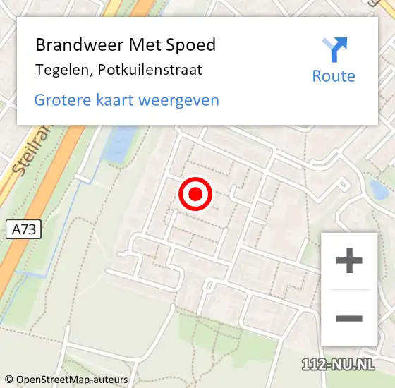 Locatie op kaart van de 112 melding: Brandweer Met Spoed Naar Tegelen, Potkuilenstraat op 23 augustus 2017 02:00