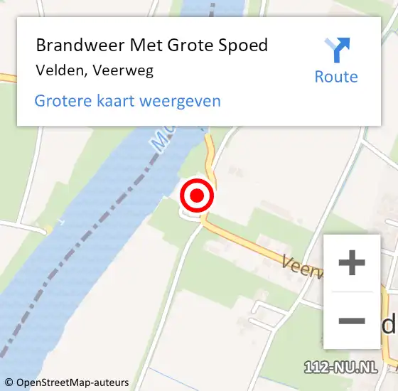 Locatie op kaart van de 112 melding: Brandweer Met Grote Spoed Naar Velden, Veerweg op 23 augustus 2017 02:35