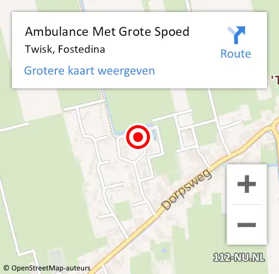 Locatie op kaart van de 112 melding: Ambulance Met Grote Spoed Naar Twisk, Fostedina op 23 augustus 2017 03:58