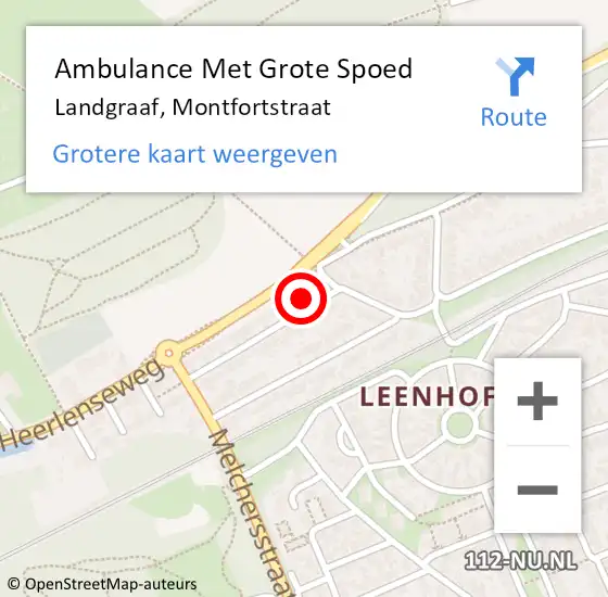 Locatie op kaart van de 112 melding: Ambulance Met Grote Spoed Naar Landgraaf, Montfortstraat op 23 augustus 2017 04:34