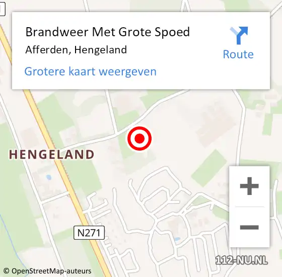 Locatie op kaart van de 112 melding: Brandweer Met Grote Spoed Naar Afferden, Hengeland op 23 augustus 2017 04:59