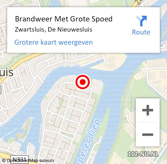 Locatie op kaart van de 112 melding: Brandweer Met Grote Spoed Naar Zwartsluis, De Nieuwesluis op 23 augustus 2017 05:06