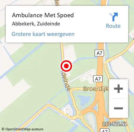 Locatie op kaart van de 112 melding: Ambulance Met Spoed Naar Abbekerk, Zuideinde op 23 augustus 2017 05:14