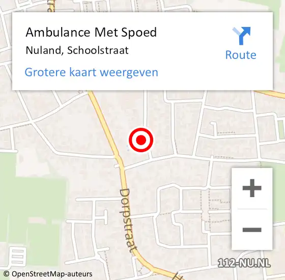 Locatie op kaart van de 112 melding: Ambulance Met Spoed Naar Nuland, Schoolstraat op 23 augustus 2017 05:18