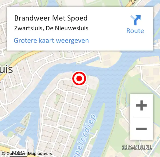 Locatie op kaart van de 112 melding: Brandweer Met Spoed Naar Zwartsluis, De Nieuwesluis op 23 augustus 2017 05:36