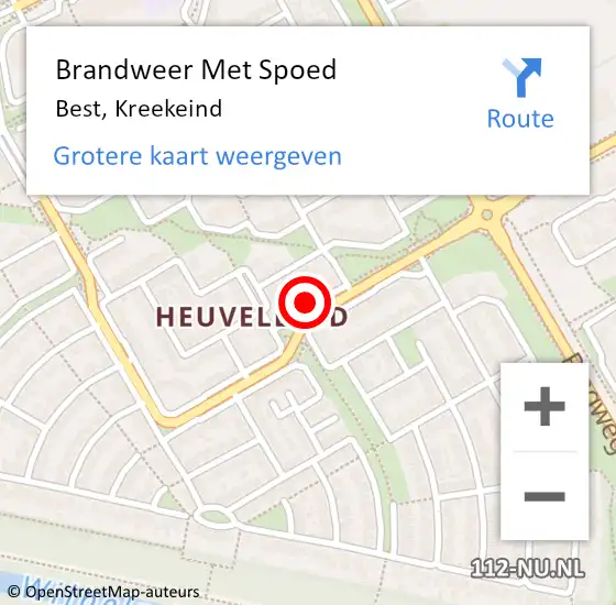 Locatie op kaart van de 112 melding: Brandweer Met Spoed Naar Best, Kreekeind op 23 augustus 2017 07:09