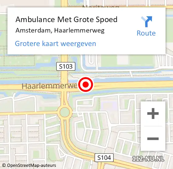 Locatie op kaart van de 112 melding: Ambulance Met Grote Spoed Naar Amsterdam, Haarlemmerweg op 23 augustus 2017 08:18