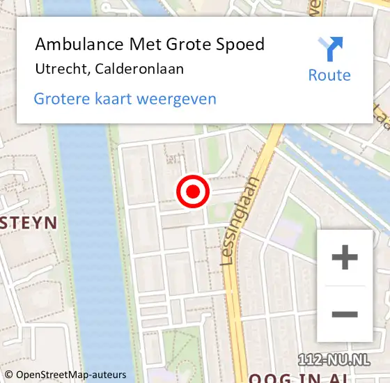 Locatie op kaart van de 112 melding: Ambulance Met Grote Spoed Naar Utrecht, Calderonlaan op 23 augustus 2017 08:23