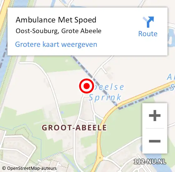 Locatie op kaart van de 112 melding: Ambulance Met Spoed Naar Oost-Souburg, Grote Abeele op 23 augustus 2017 08:27