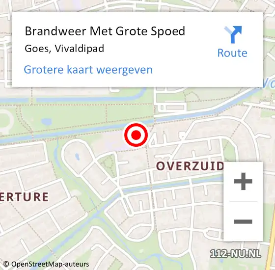 Locatie op kaart van de 112 melding: Brandweer Met Grote Spoed Naar Goes, Vivaldipad op 23 augustus 2017 09:55