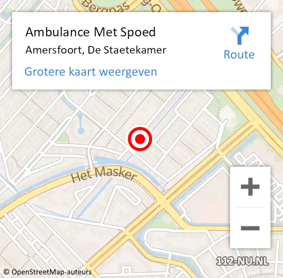Locatie op kaart van de 112 melding: Ambulance Met Spoed Naar Amersfoort, De Staetekamer op 23 augustus 2017 10:57