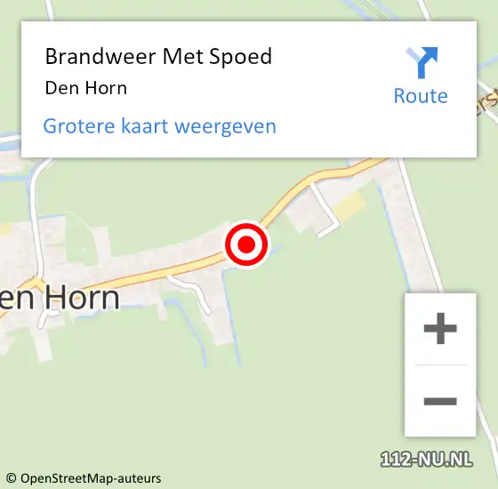 Locatie op kaart van de 112 melding: Brandweer Met Spoed Naar Den Horn op 23 augustus 2017 11:00