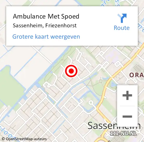 Locatie op kaart van de 112 melding: Ambulance Met Spoed Naar Sassenheim, Friezenhorst op 23 augustus 2017 11:32