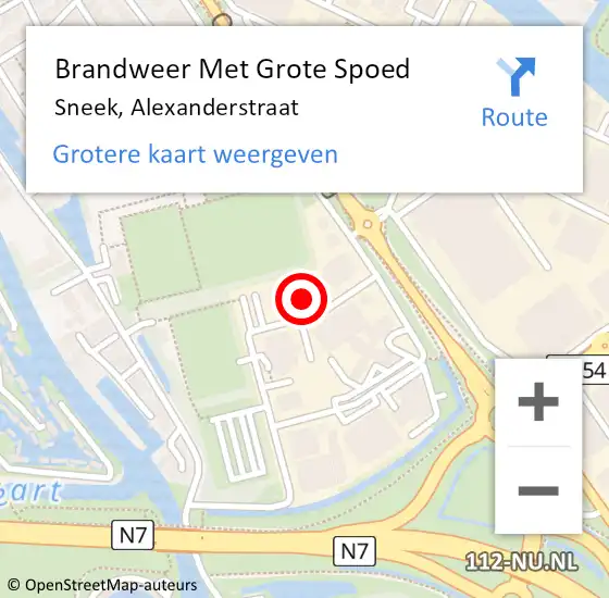 Locatie op kaart van de 112 melding: Brandweer Met Grote Spoed Naar Sneek, Alexanderstraat op 23 augustus 2017 11:34