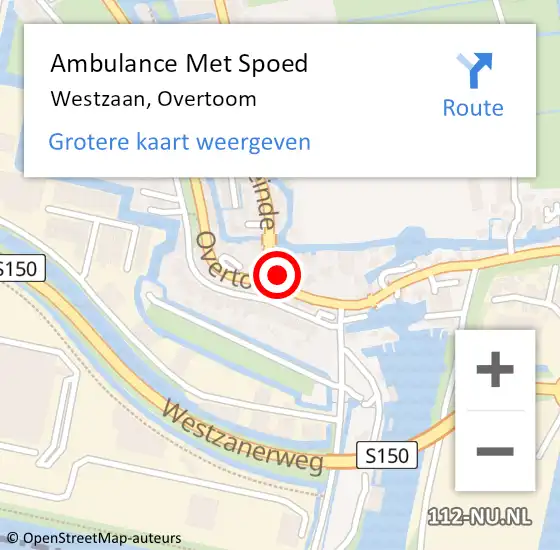 Locatie op kaart van de 112 melding: Ambulance Met Spoed Naar Westzaan, Overtoom op 23 augustus 2017 13:20