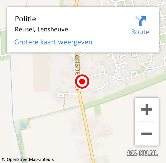 Locatie op kaart van de 112 melding: Politie Reusel, Lensheuvel op 23 augustus 2017 14:12