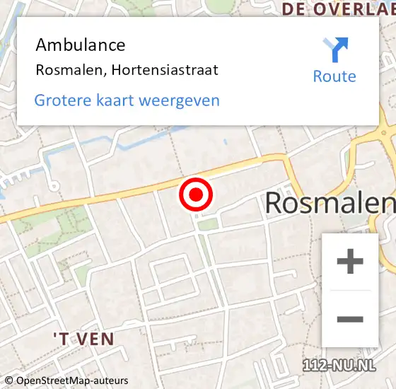 Locatie op kaart van de 112 melding: Ambulance Rosmalen, Hortensiastraat op 23 augustus 2017 14:23