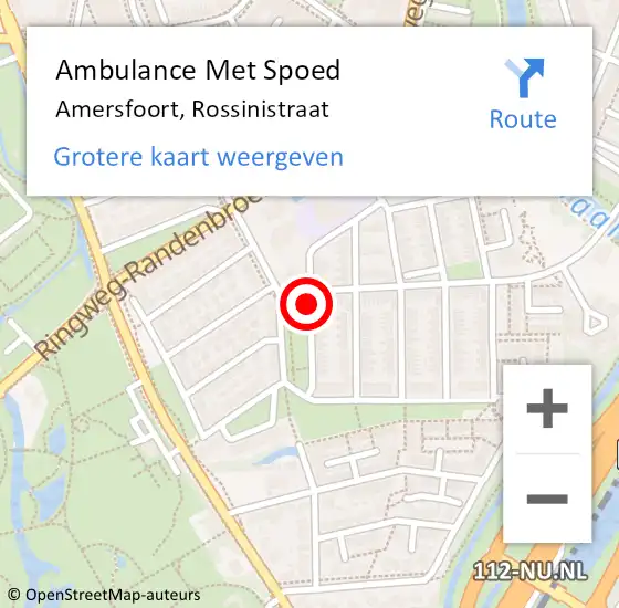 Locatie op kaart van de 112 melding: Ambulance Met Spoed Naar Amersfoort, Rossinistraat op 23 augustus 2017 14:35