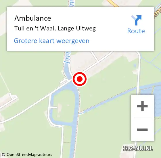 Locatie op kaart van de 112 melding: Ambulance Tull en 't Waal, Lange Uitweg op 23 augustus 2017 14:47