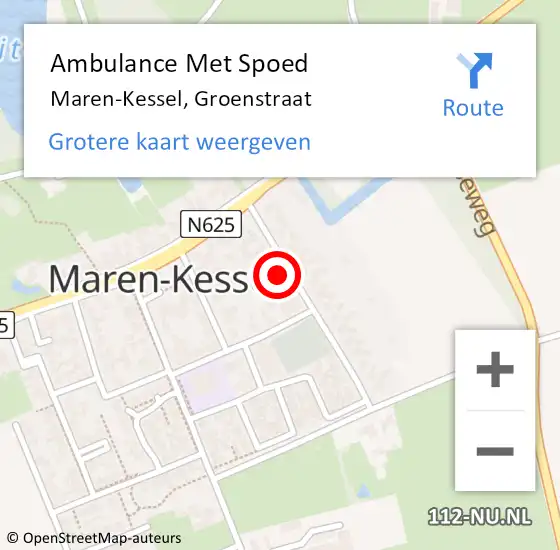 Locatie op kaart van de 112 melding: Ambulance Met Spoed Naar Maren-Kessel, Groenstraat op 23 augustus 2017 14:54