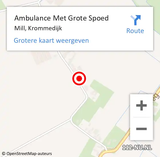 Locatie op kaart van de 112 melding: Ambulance Met Grote Spoed Naar Mill, Krommedijk op 23 augustus 2017 15:12