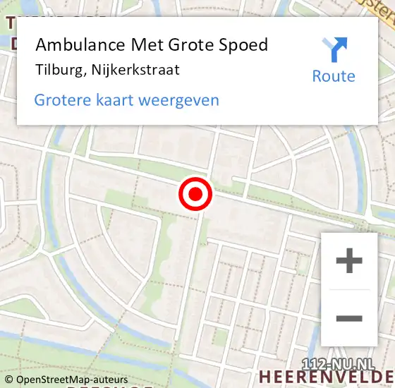 Locatie op kaart van de 112 melding: Ambulance Met Grote Spoed Naar Tilburg, Nijkerkstraat op 23 augustus 2017 15:29