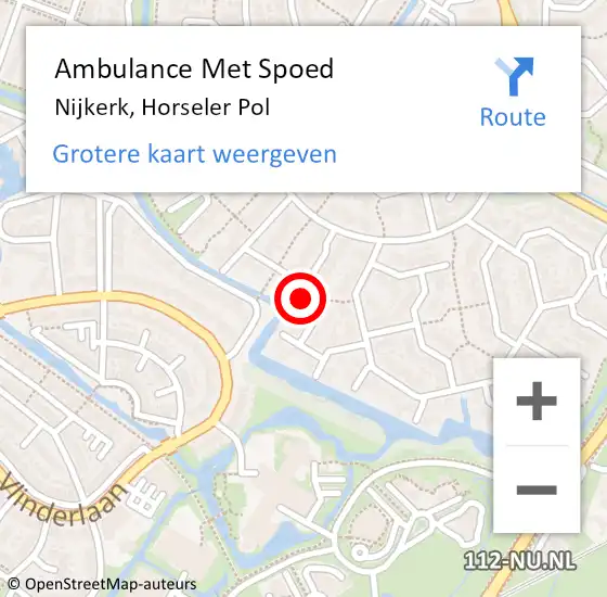 Locatie op kaart van de 112 melding: Ambulance Met Spoed Naar Nijkerk, Horseler Pol op 23 augustus 2017 15:46