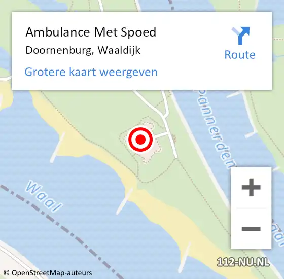 Locatie op kaart van de 112 melding: Ambulance Met Spoed Naar Doornenburg, Waaldijk op 23 augustus 2017 16:02