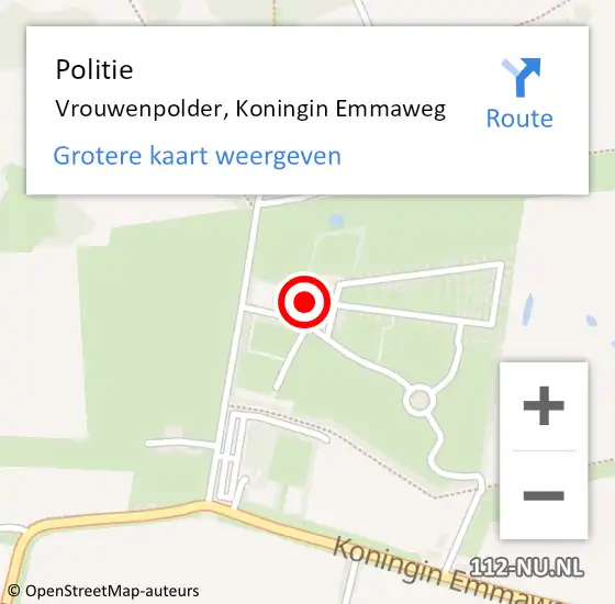 Locatie op kaart van de 112 melding: Politie Vrouwenpolder, Koningin Emmaweg op 23 augustus 2017 16:30