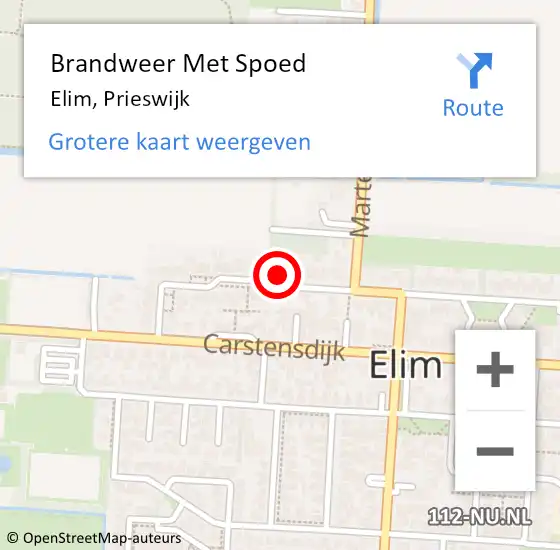 Locatie op kaart van de 112 melding: Brandweer Met Spoed Naar Elim, Prieswijk op 30 januari 2014 12:18