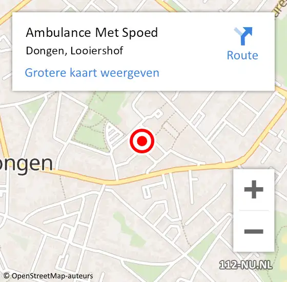 Locatie op kaart van de 112 melding: Ambulance Met Spoed Naar Dongen, Looiershof op 23 augustus 2017 16:56