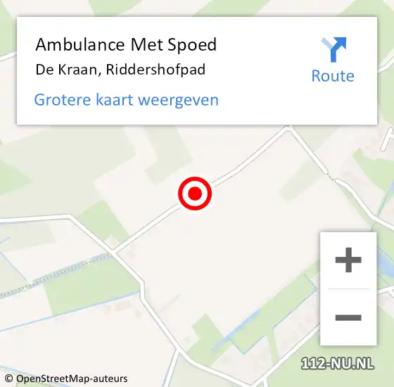 Locatie op kaart van de 112 melding: Ambulance Met Spoed Naar De Kraan, Riddershofpad op 23 augustus 2017 16:58