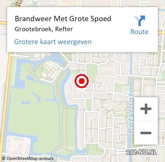 Locatie op kaart van de 112 melding: Brandweer Met Grote Spoed Naar Grootebroek, Refter op 23 augustus 2017 17:10