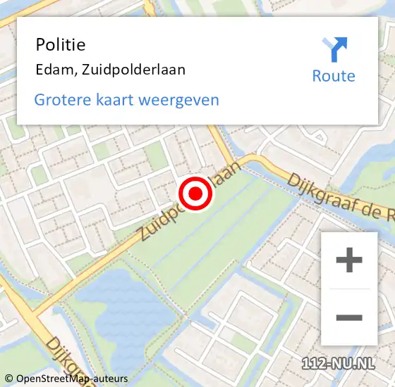 Locatie op kaart van de 112 melding: Politie Edam, Zuidpolderlaan op 23 augustus 2017 17:30